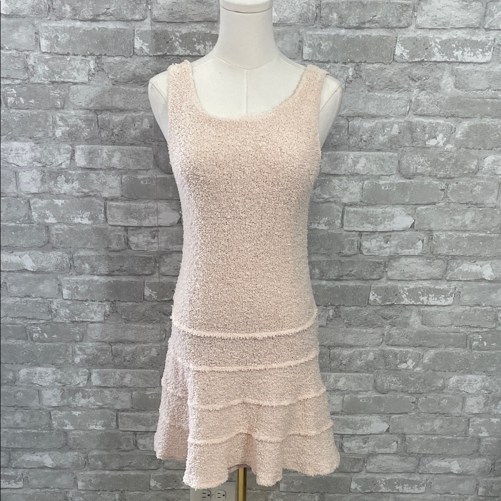 Bar III Textured fuzzy light pink dress.